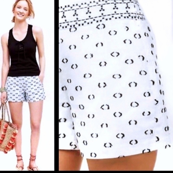 6 Anthropologie Hei Hei Embroidered Clip Dot B&W Shorts Sz6 - Picture 7 of 7